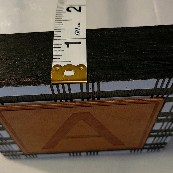 NEW Plaid & Leather "A" Wood Block Home Decor - Picture 10 of 17